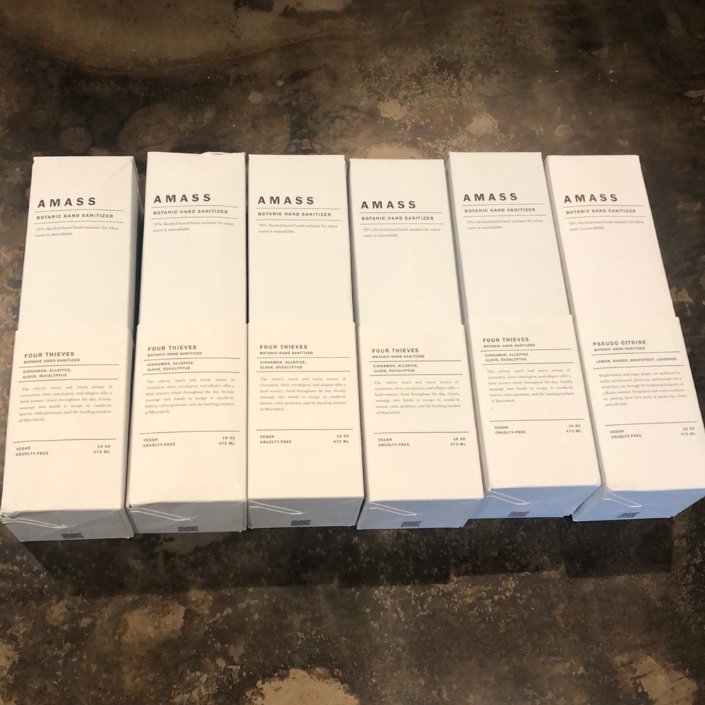 6 new - 16oz Amass Botanic hand santizers